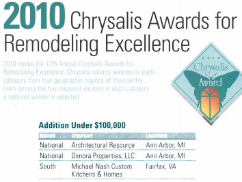 2010 Chrysalis Awards for Remodeling Excellence