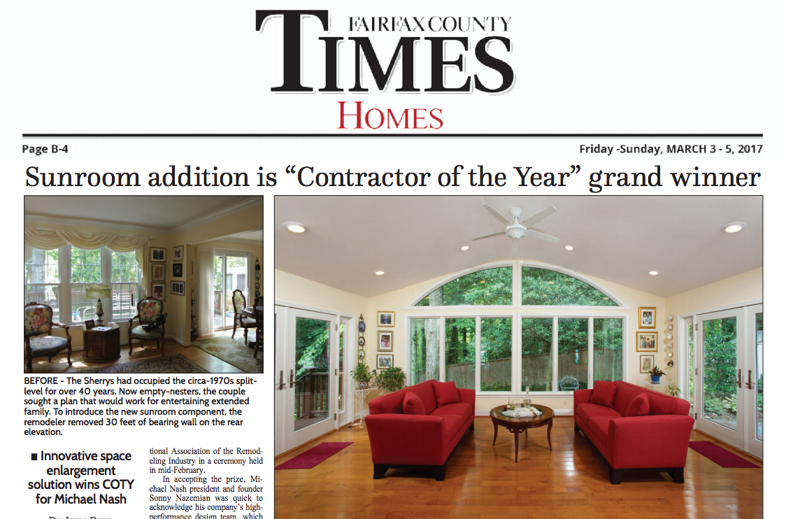 Sunroom addition is “Contractor of the Year” grand winner